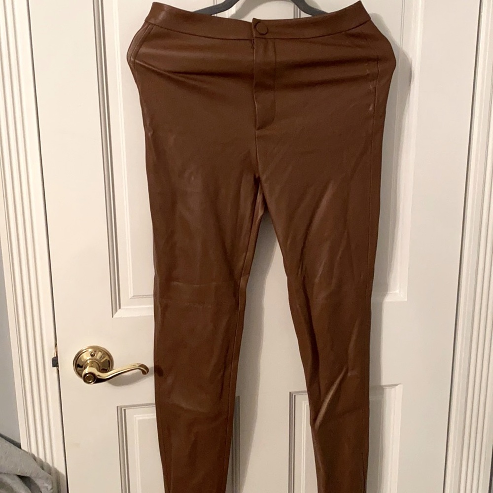 Brown leather pants